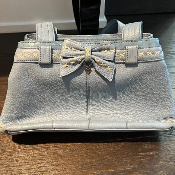 Light Blue Leather Brighton Purse with bow - Picture 1 of 6